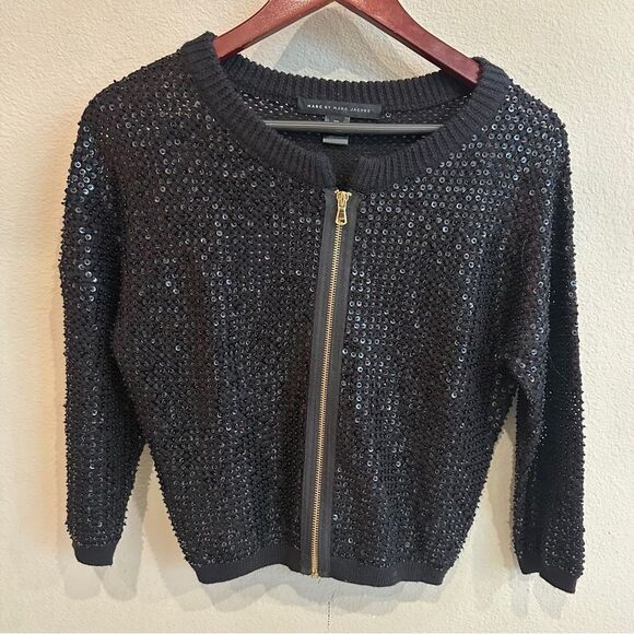 Marc By Marc Jacobs | XS | black open weave knit sequin Sweater - Picture 3 of 12